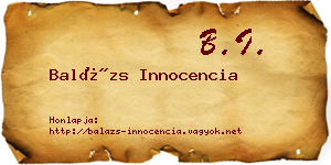 Balázs Innocencia névjegykártya